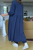 Made in Italy Donegal Cotton Jersey Smock Dress Navy